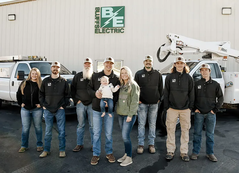 Bluffs Electric team at work in Council Bluffs, Iowa